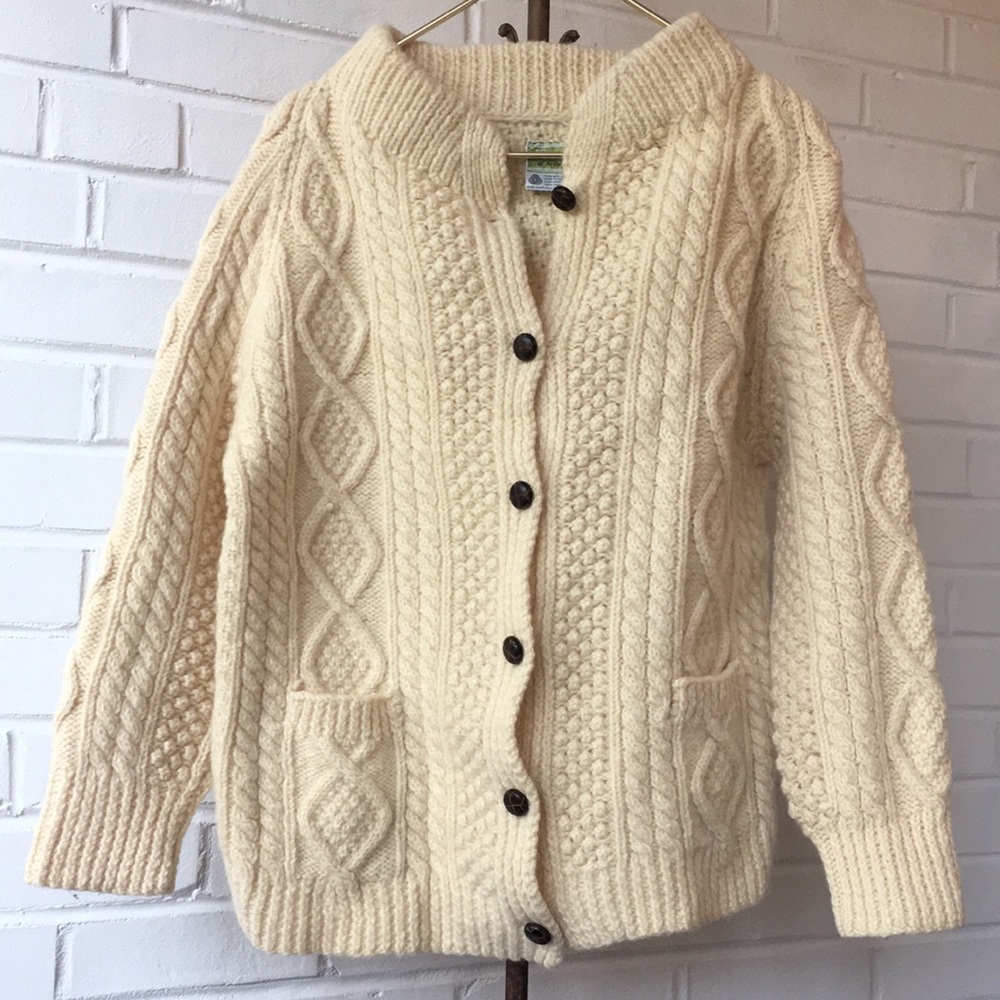 Kennedy Cream Irish Fisherman’s Sweater Sz XL
